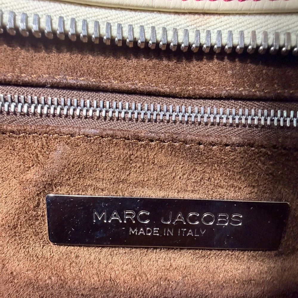 Vintage Marc Jacobs Venetia Satchel Bag Womens Cream Leather Y2K Contrast Stitch